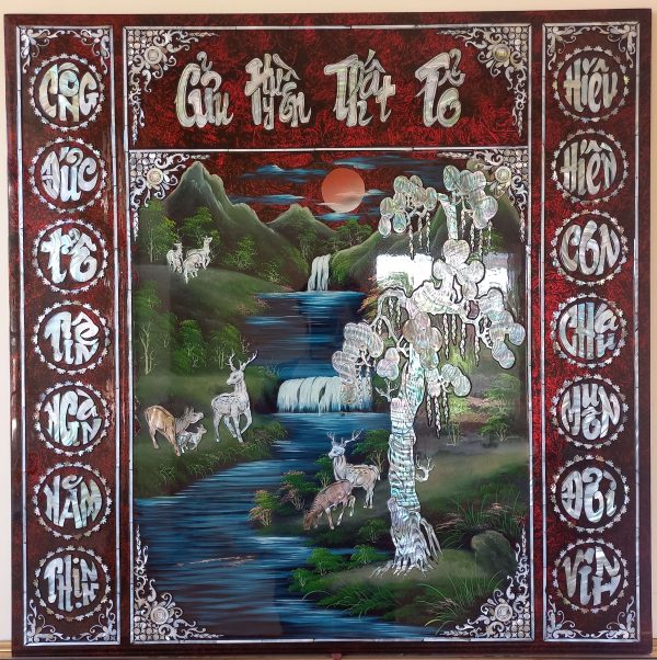 sơn mài liễn thờ - Vẽ tranh tường NU