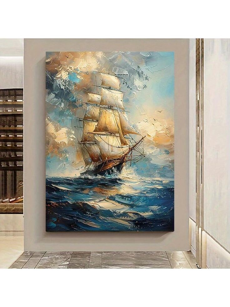 tranh sơn dầu thuận buồm xuôi gió - Vẽ tranh tường NU