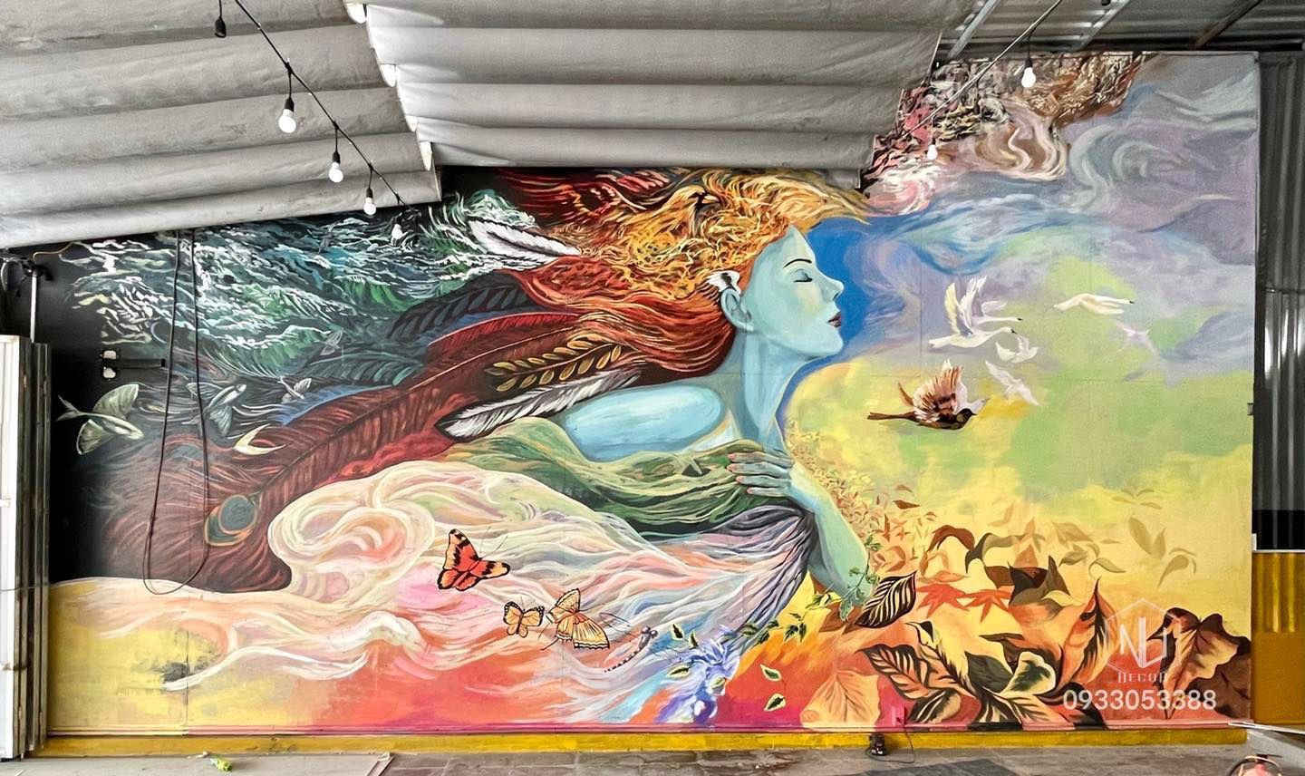 vẽ tranh tường thiếu nữ_vẽ tranh tường NU