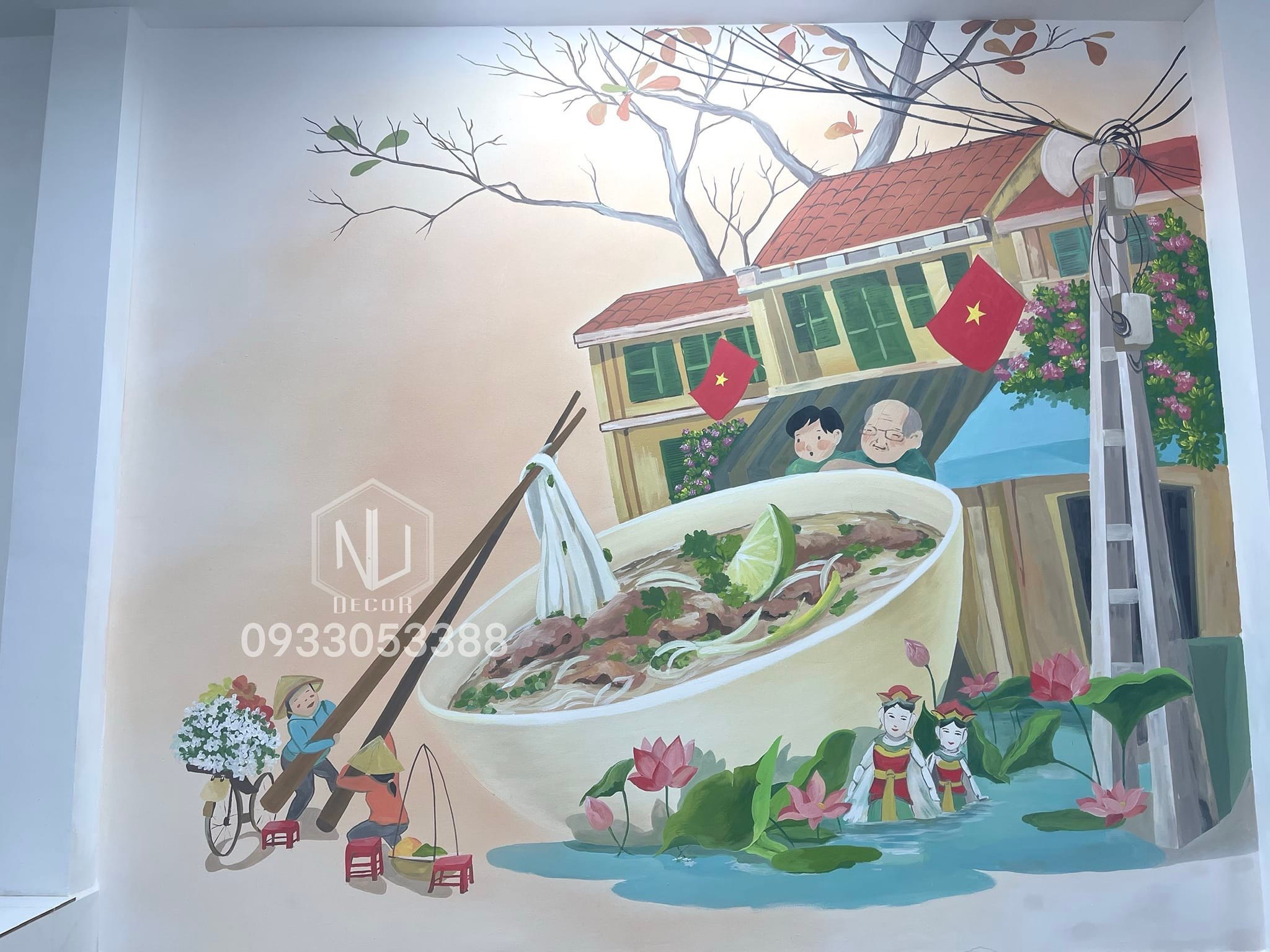 vẽ tranh tường quán ăn nhà hàng - Vẽ tranh tường NU