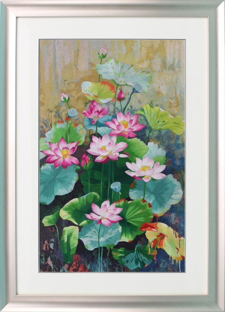 tranh sơn dầu hoa sen -Vẽ tranh tường NU
