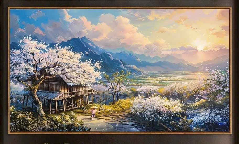 Tranh sơn dầu phong cảnh do Vẽ TRanh Tường NU thực hiện