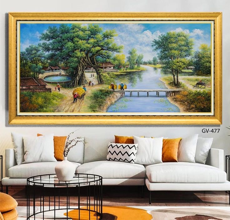 tranh sơn dầu phòng khách - Vẽ tranh tường NU