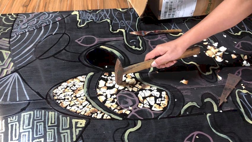 Cẩn trứng tranh sơn mài - Vẽ tranh tường NU